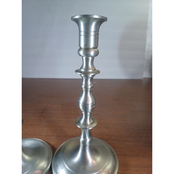 Vintage MADE IN USA Pair of SOLID BRASS CANDLE STICKS Nine Inches Tall - Picture 5 of 8